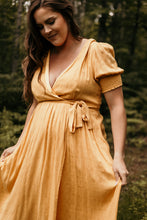 Load image into Gallery viewer,  PinkBlush Maternity Maxi Dress in Mustard Size Large Pregnancy 
