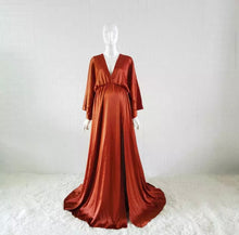 Load image into Gallery viewer, Satin Maternity Photoshoot gown in Rust
