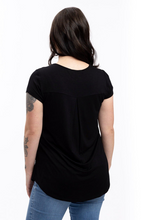 Load image into Gallery viewer, Momzelle maternity &amp; nursing top Zoe Pregnant Pregnancy Lift access. Black Breastfeeding
