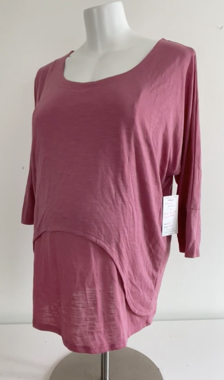 CLEARANCE XL Thyme Maternity &  Feeding Top in Pink