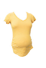 Load image into Gallery viewer, S Old Navy Maternity Fitted T in Mustard and White stripe
