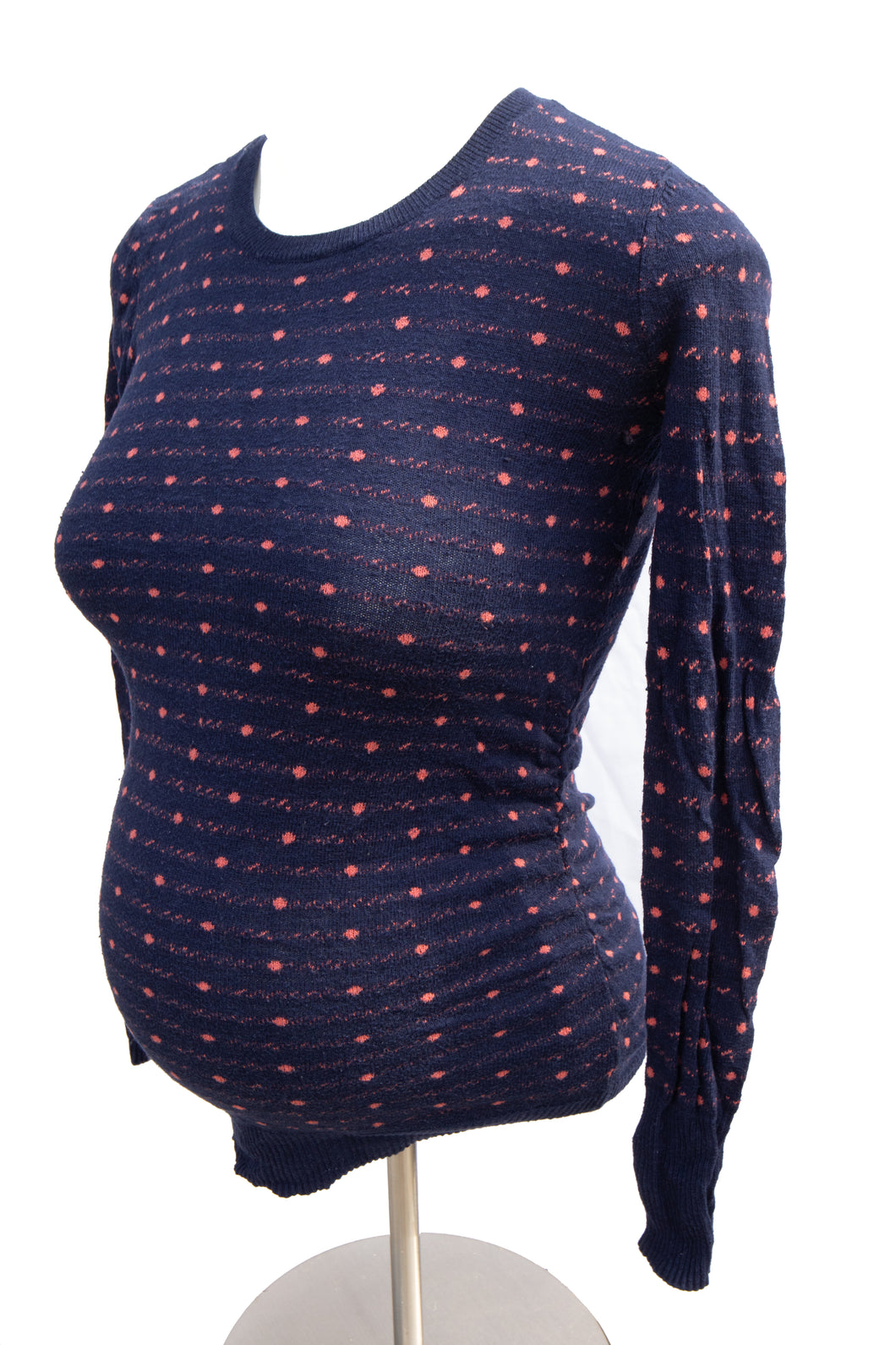 CLEARANCE XS Motherhood Maternity Sweater Navy with Pink Pattern