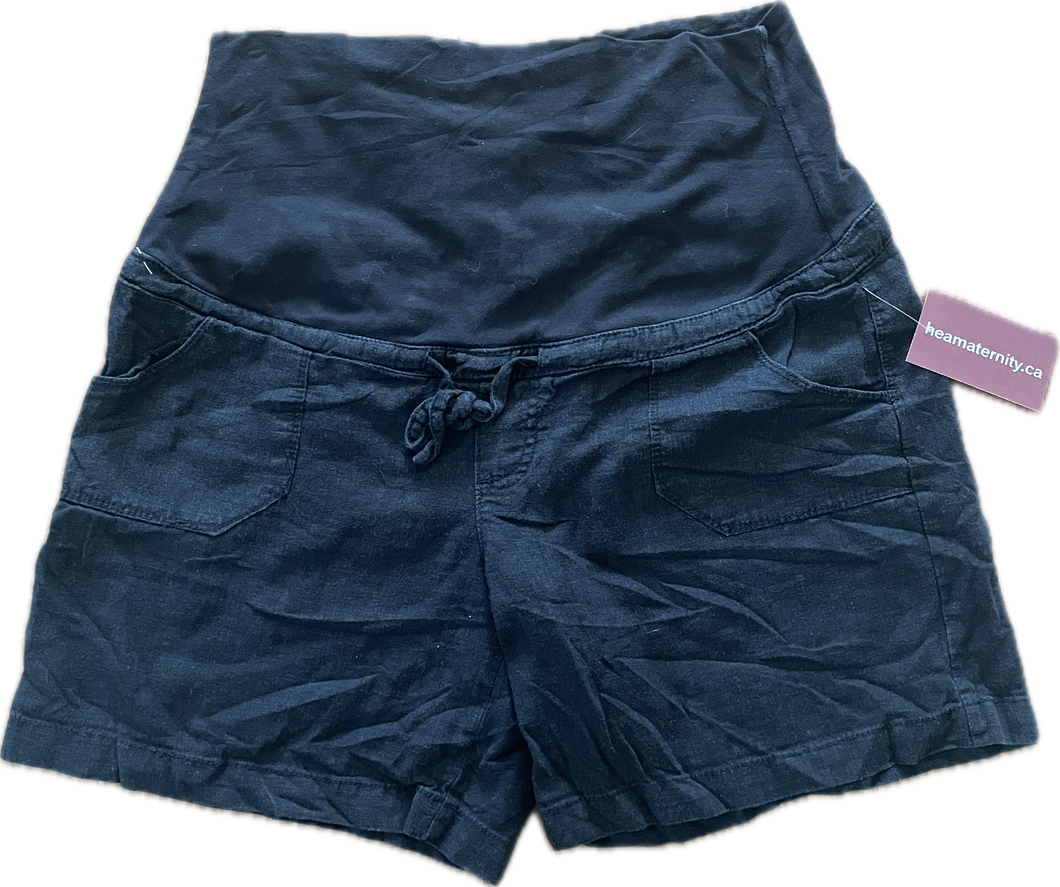 L Thyme Maternity Linen Blend Shorts in Black