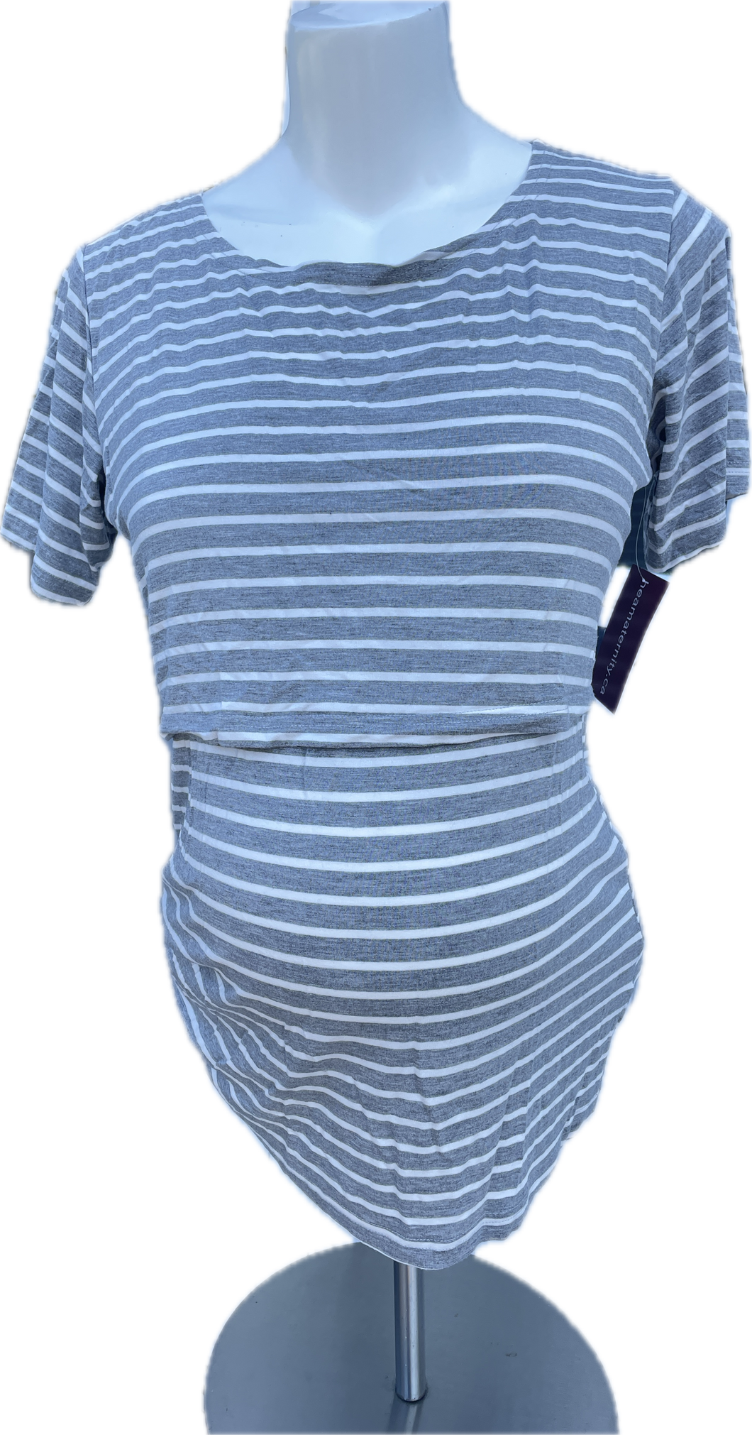 M Small Show Feeding t-shirt in Grey and white stripe