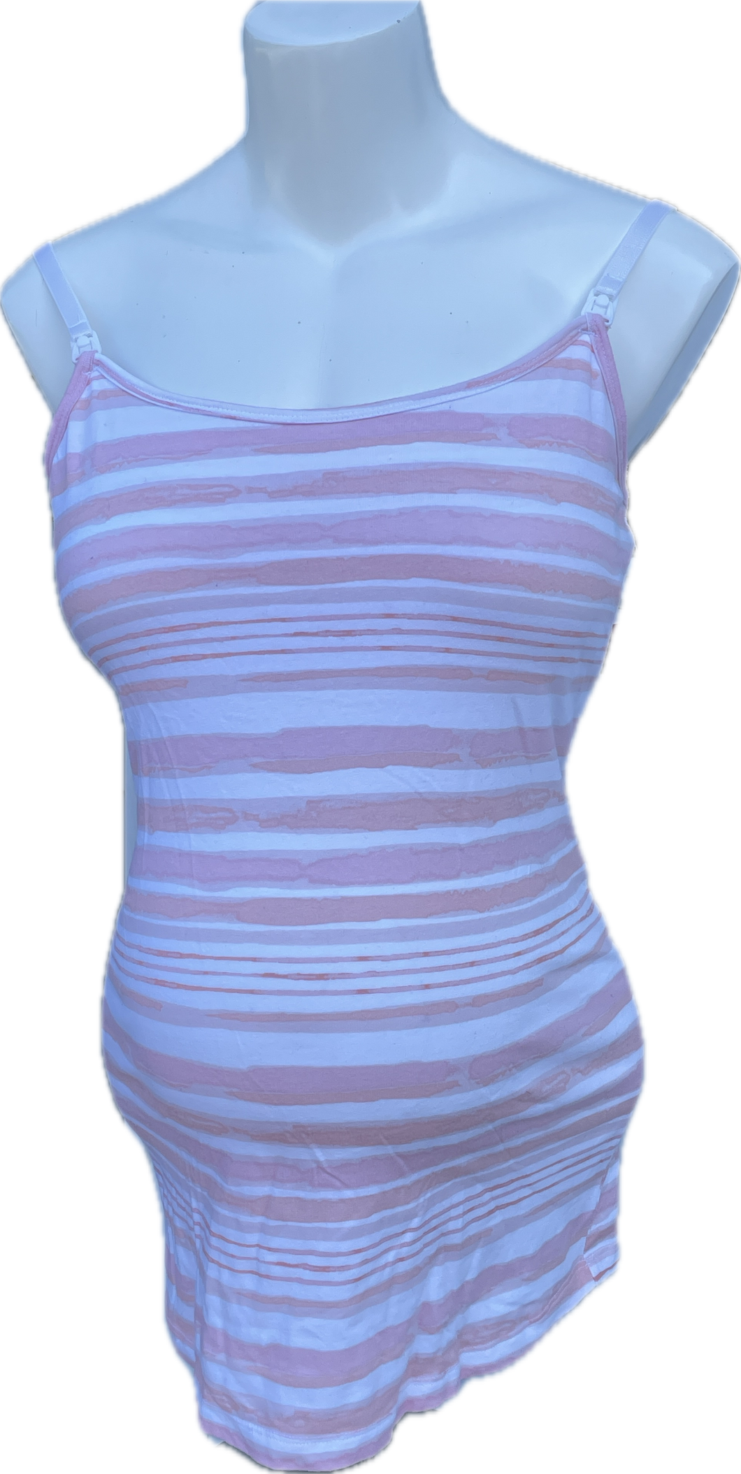 M Motherhood Feeding Tank in peach and white stripe