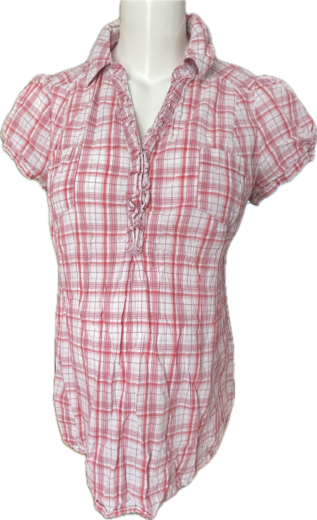 L H&M Mama Blouse in Pink Plaid