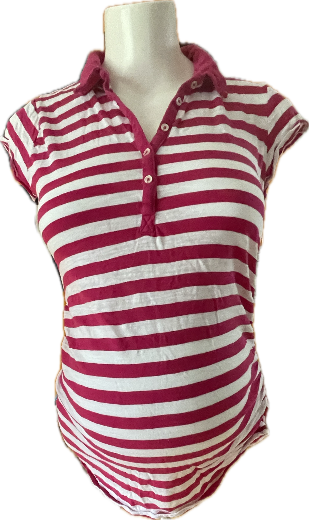 M Motherhood Polo Pink and White Stripe