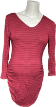Load image into Gallery viewer, M Stork &amp; Babe 3/4 Sleeve Maternity top in Burgundy and black stripe

