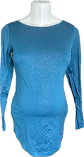 Load image into Gallery viewer, M Loved by Heidi Klume Long Sleeve Glittery Blue Top
