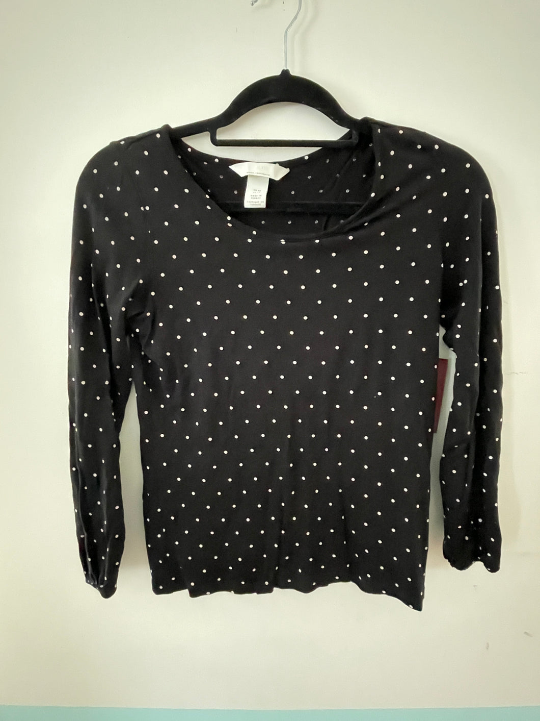 XS H&M Mama Feeding TOp in Black with white Dots
