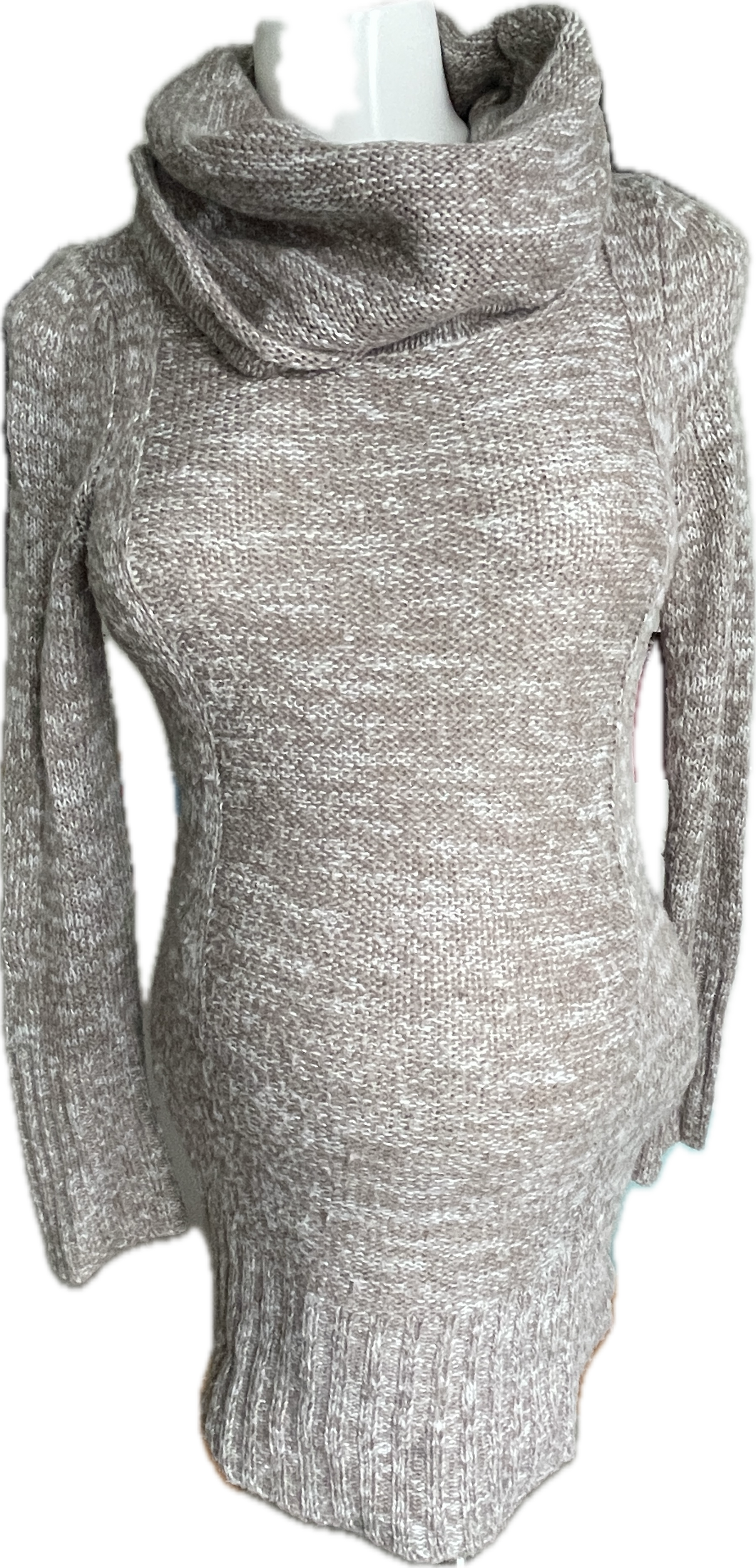 CLEARANCE M Thyme Maternity Cowl Neck Sweater in Light Brown