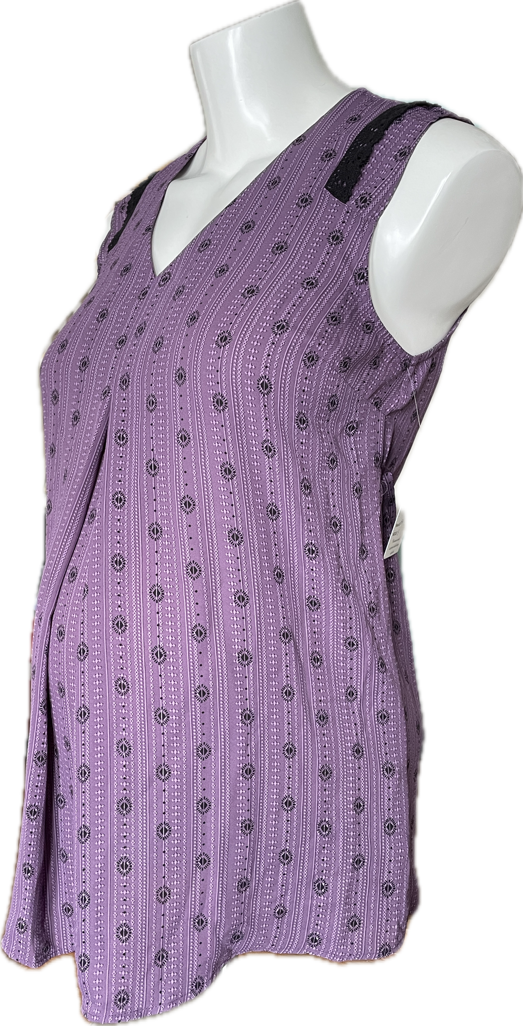 XS Thyme Maternity Sleeveless Blouse in Purple Tones