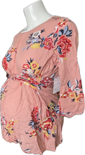 Load image into Gallery viewer, M Old Navy Maternity Blouse in Peach with Floral Print
