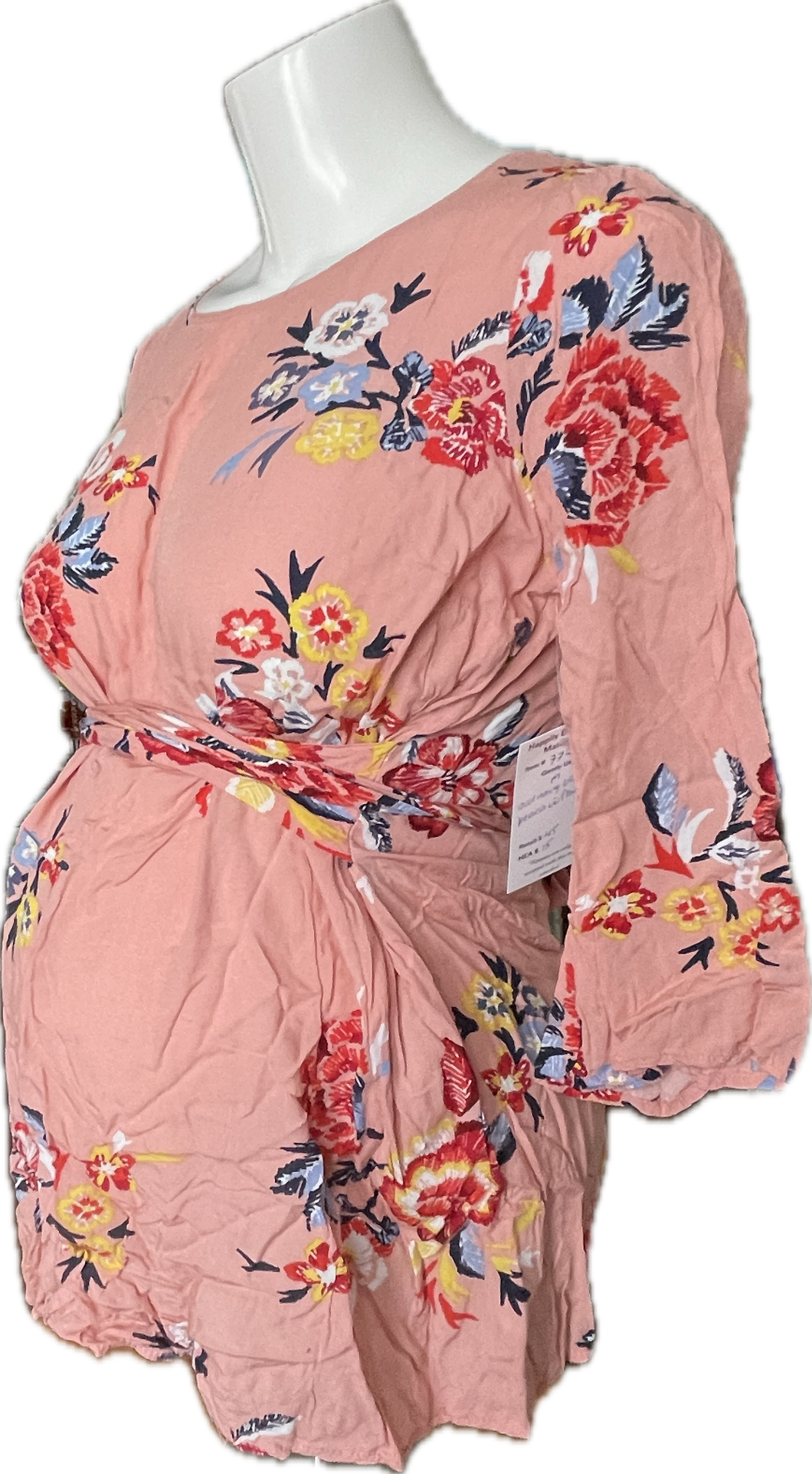 M Old Navy Maternity Blouse in Peach with Floral Print