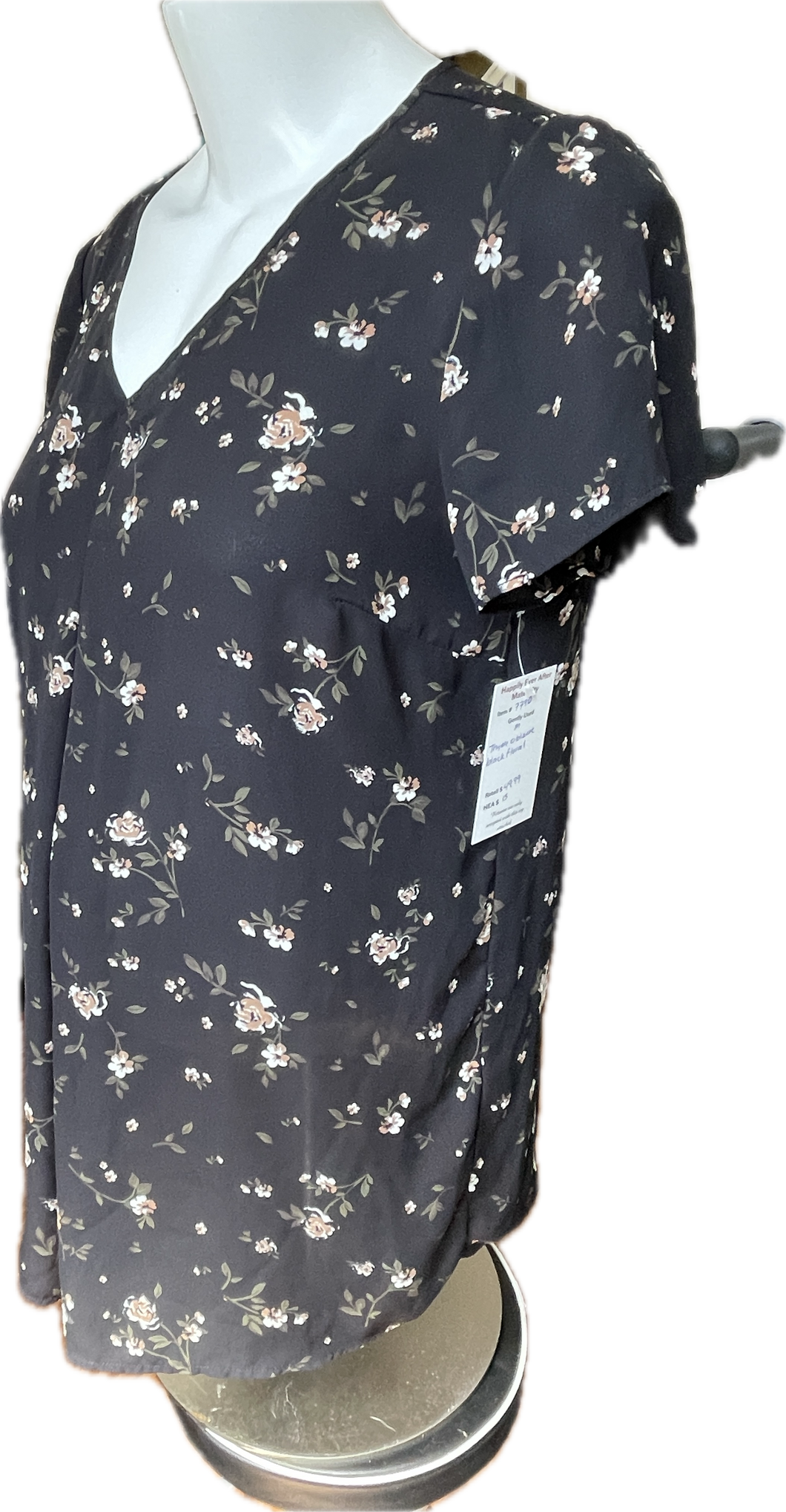 M Thyme Maternity Blouse in Black Floral