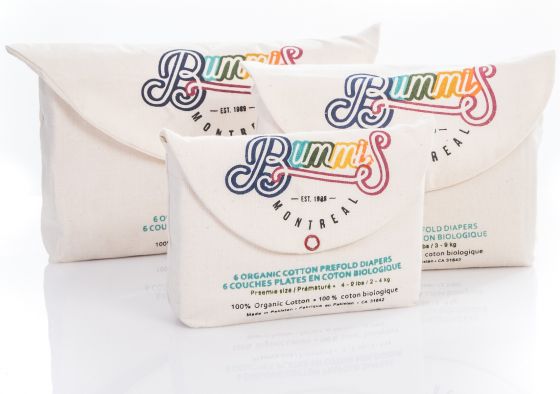 Bummis Prefolds 6 PACK - Infant 7 - 20 lbs Organic Cotton
