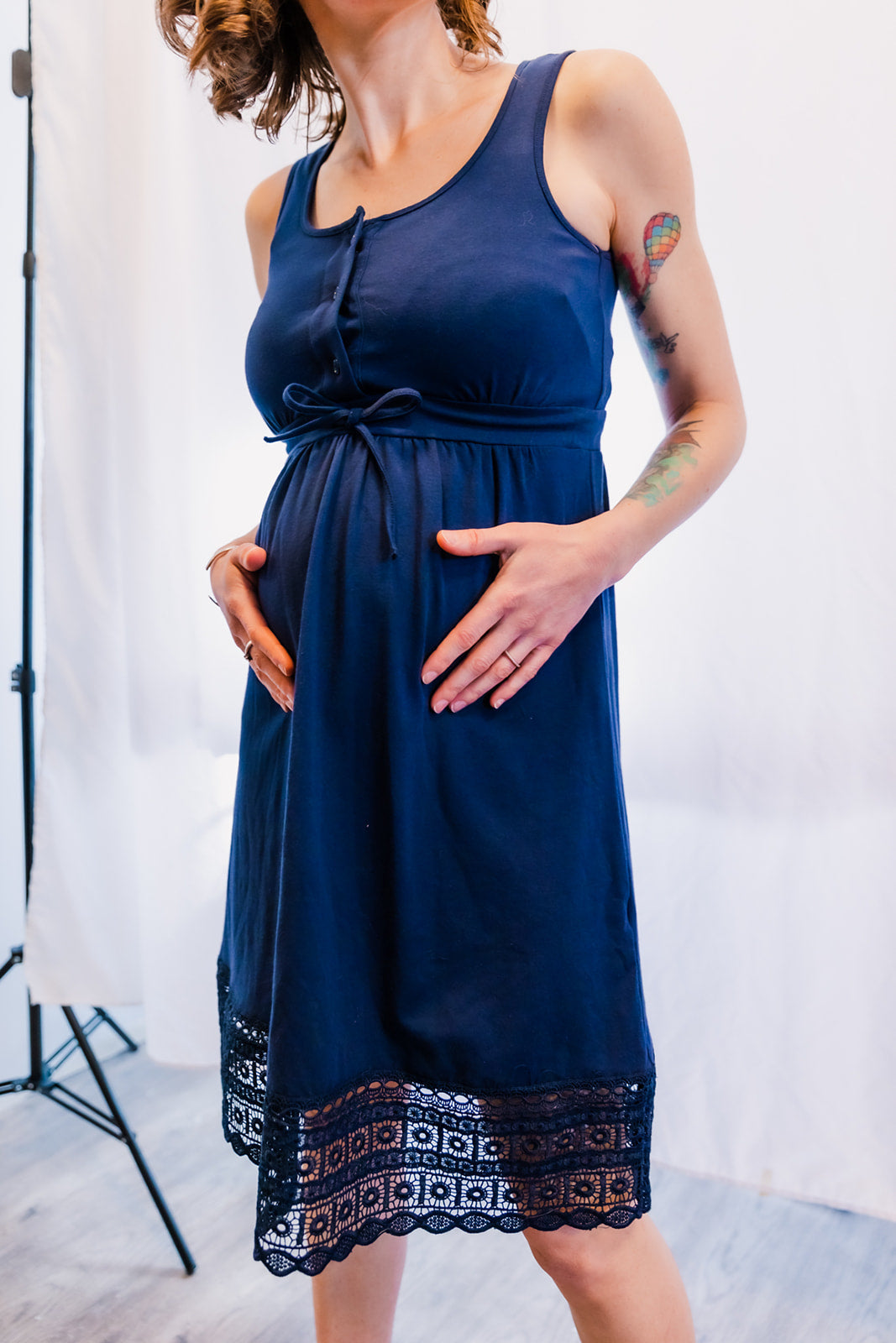 Motherhood Maternity Navy Blue Lace Dress
