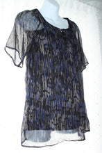 Load image into Gallery viewer, CLEARANCE M Thyme Maternity Short Sleeve Sheer Top with Cami In Black
