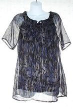 Load image into Gallery viewer, CLEARANCE M Thyme Maternity Short Sleeve Sheer Top with Cami In Black
