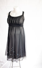 Load image into Gallery viewer, CLEARANCE XL Layered &amp; Beaded Little Black Maternity Dress Size 16
