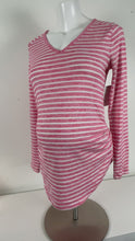 Load and play video in Gallery viewer, CLEARANCE S Gap Maternity Sweater in Pink &amp; White Stripe
