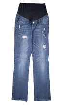 Load image into Gallery viewer, Thyme maternity Bootcut Jeans 31&quot; Inseam Distress pants Pregnancy
