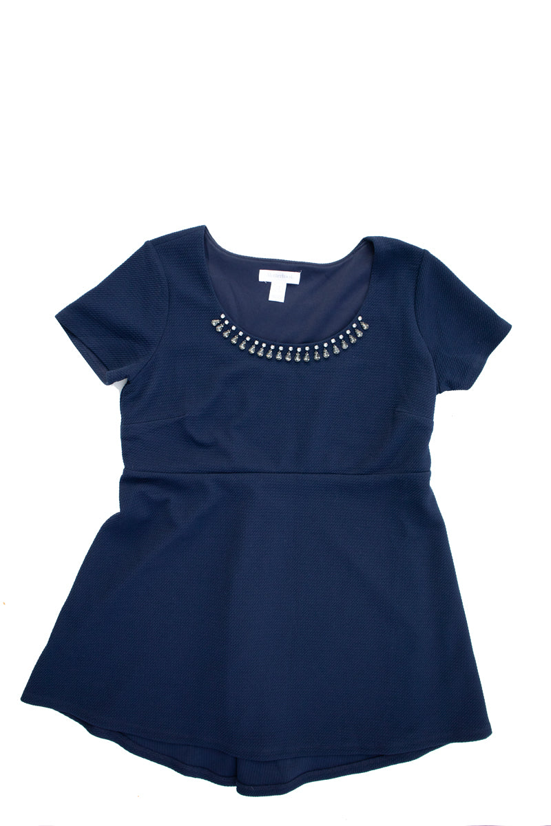 CLEARANCE S Motherhood Maternity Navy Jewel Accent Top