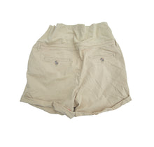 Load image into Gallery viewer, Thyme Maternity Cotton Shorts in Beige 4&quot; Inseam Size Large. Affordable Canadian Pregnant Pregnancy clothes sustainable maternity preloved 
