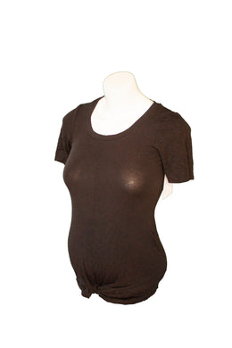 Thyme Maternity Top with Knot Front in Black