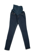 Load image into Gallery viewer, Indigo blue maternity skinny jeans Darkwash denim pregnancy 
