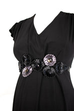 Load image into Gallery viewer, Little black maternity dress pregnancy #LBD knee length floral belt
