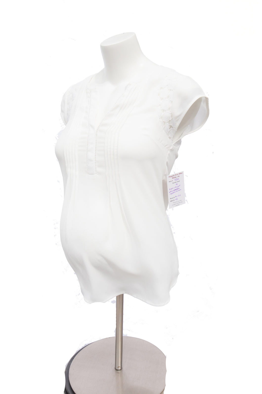 XS A Pea in The Pod Cap Sleeve Maternity Blouse in White