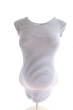 Load image into Gallery viewer, XS A Pea In The Pod Short Sleeve Maternity Top in Pink &amp; Blue Stripe
