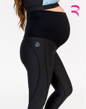 Load image into Gallery viewer, Black compression leggings for a fit pregnancy. Maternity clothes by Cadenshae. Yoga pant.
