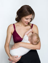 Charger l&#39;image dans la galerie, Momzelle Lace Nursing bra Burgundy and black. Breastfeeding Pregnancy Pregnant sexy
