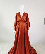 Load image into Gallery viewer, Satin Maternity Photoshoot gown in Rust
