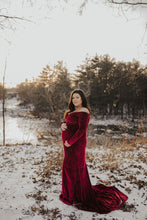 Load image into Gallery viewer, *New* Long Sleeve Maternity Gown in Wine Red
