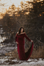 Load image into Gallery viewer, *New* Long Sleeve Maternity Gown in Wine Red
