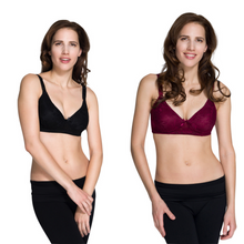 Charger l&#39;image dans la galerie, Momzelle Lace Nursing bra 2 pack. Burgundy and black. Breastfeeding Pregnancy Pregnant sexy
