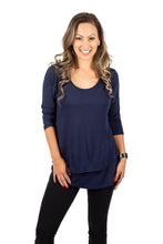 Load image into Gallery viewer, A 3/4 sleeve breastfeeding top that you can wear pregnant. Does not look like a maternity top

