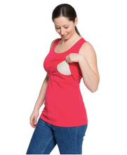 Load image into Gallery viewer, Momzelle  lift access basic nursing tank This maternity top  is for breastfeeding and is fitted.  Pink
