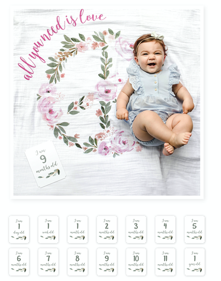 Baby shower gift newborn girl piece sign slivers. milestone planet first year social media pictures
