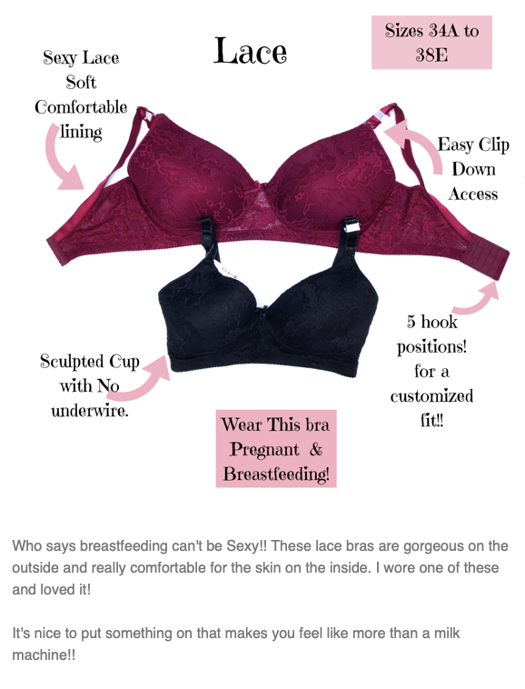 CLEARANCE *New* Momzelle Lace Feeding Bra 2 Colours – Happily Ever