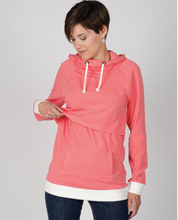 Load image into Gallery viewer, Breastfeeding hoodie. Nursing hoodie. Momzelle maternity clothes. Lift access top. Gaby. Pink
