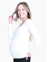Load image into Gallery viewer, CLEARANCE XS Isabel Maternity Long Sleeve top in white
