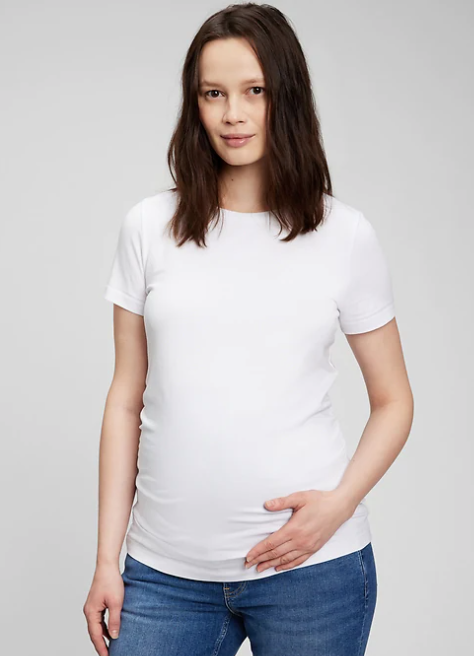 CLEARANCE M Gap Maternity Modern Crew Neck in White